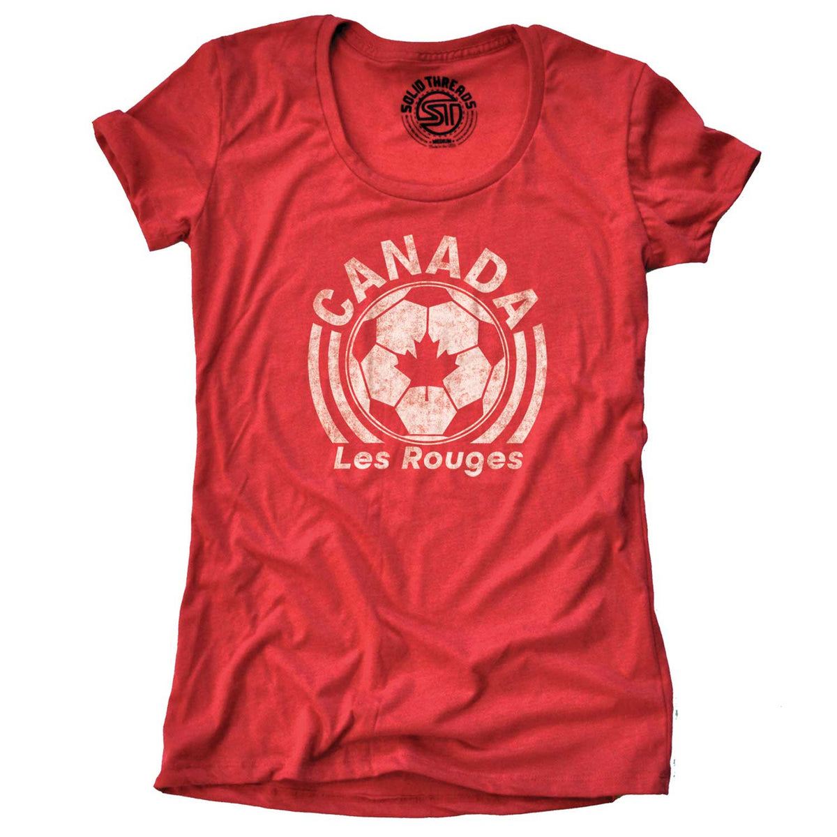 Women&#39;s Canada National Soccer Team Cool Graphic T-Shirt | Vintage FIFA Tee | Solid Threads