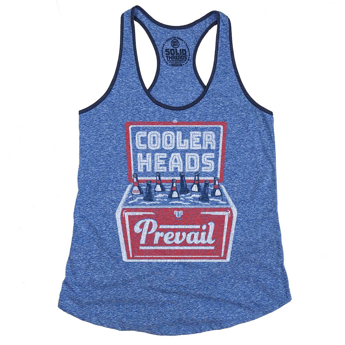 Women&#39;s Cooler Heads Vintage Graphic Tank Top | Funny Beer T-Shirt | Solid Threads