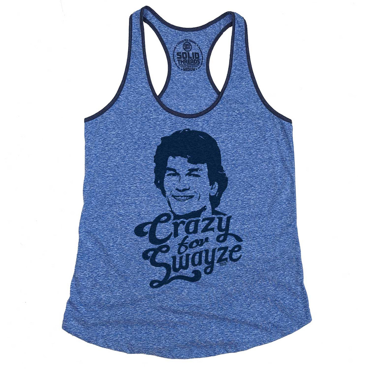 Women&#39;s Crazy for Swayze Vintage Graphic Tank Top | Retro Patrick Swayze T-shirt | Solid Threads