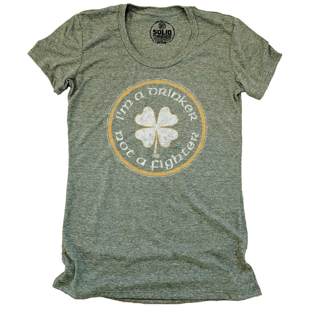 Women's Drinker Not a Fighter Vintage Graphic Tee | Funny Drinking Triblend T-Shirt | Solid Threads