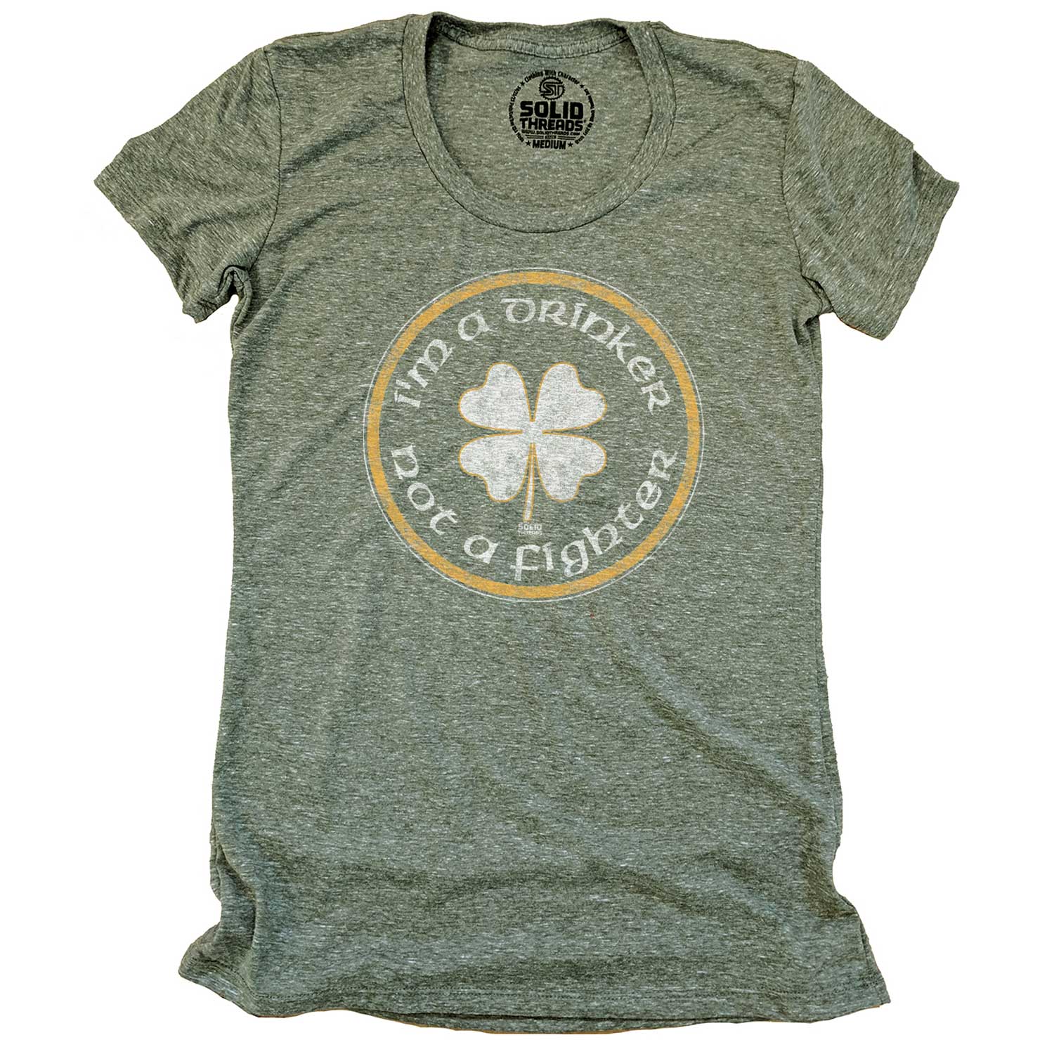 Women's Drinker Not a Fighter Vintage Graphic Tee | Funny Drinking Triblend T-Shirt | Solid Threads