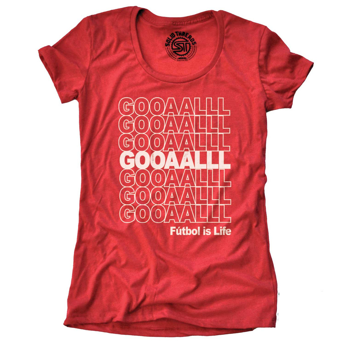 Women&#39;s Canada Soccer Gooaalll Cool Graphic T-Shirt | Vintage FIFA World Cup Tee | Solid Threads
