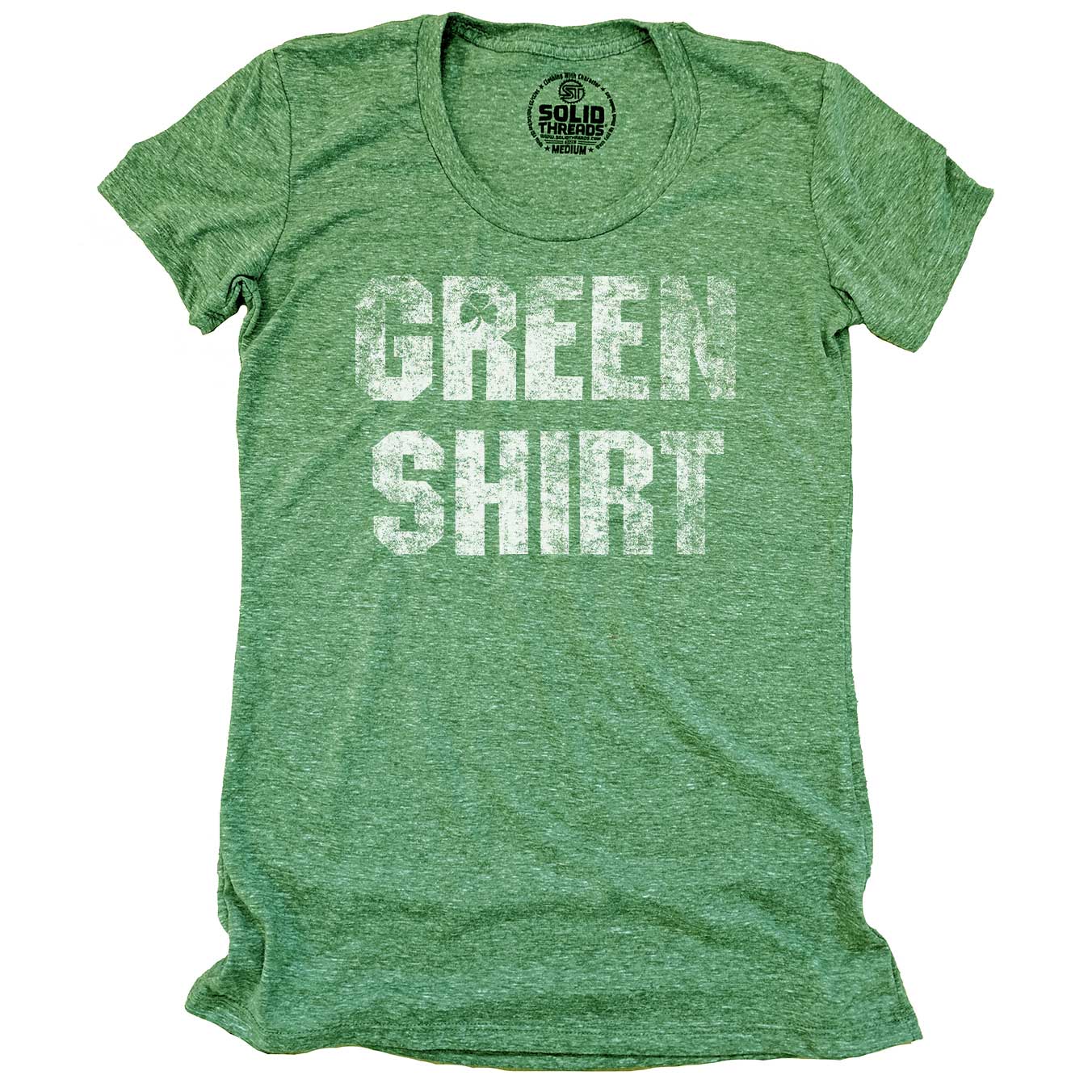 Women's Green Shirt Cool Graphic T-Shirt | Vintage St Paddy's Day Soft Tee | Solid Threads
