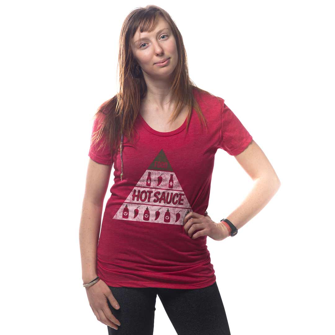 Women's Hot Sauce Vintage Foodie Graphic T-Shirt | Cool Sriracha Lover Tee | Solid Threads