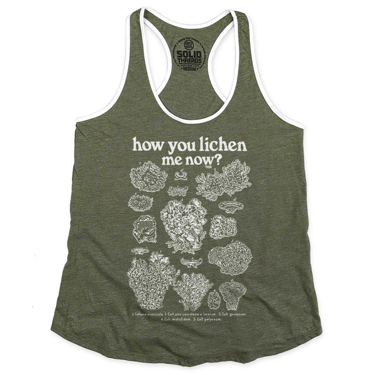 Women&#39;s How You Lichen Me Now Vintage Graphic Tank Top | Funny Moss T-shirt | Solid Threads