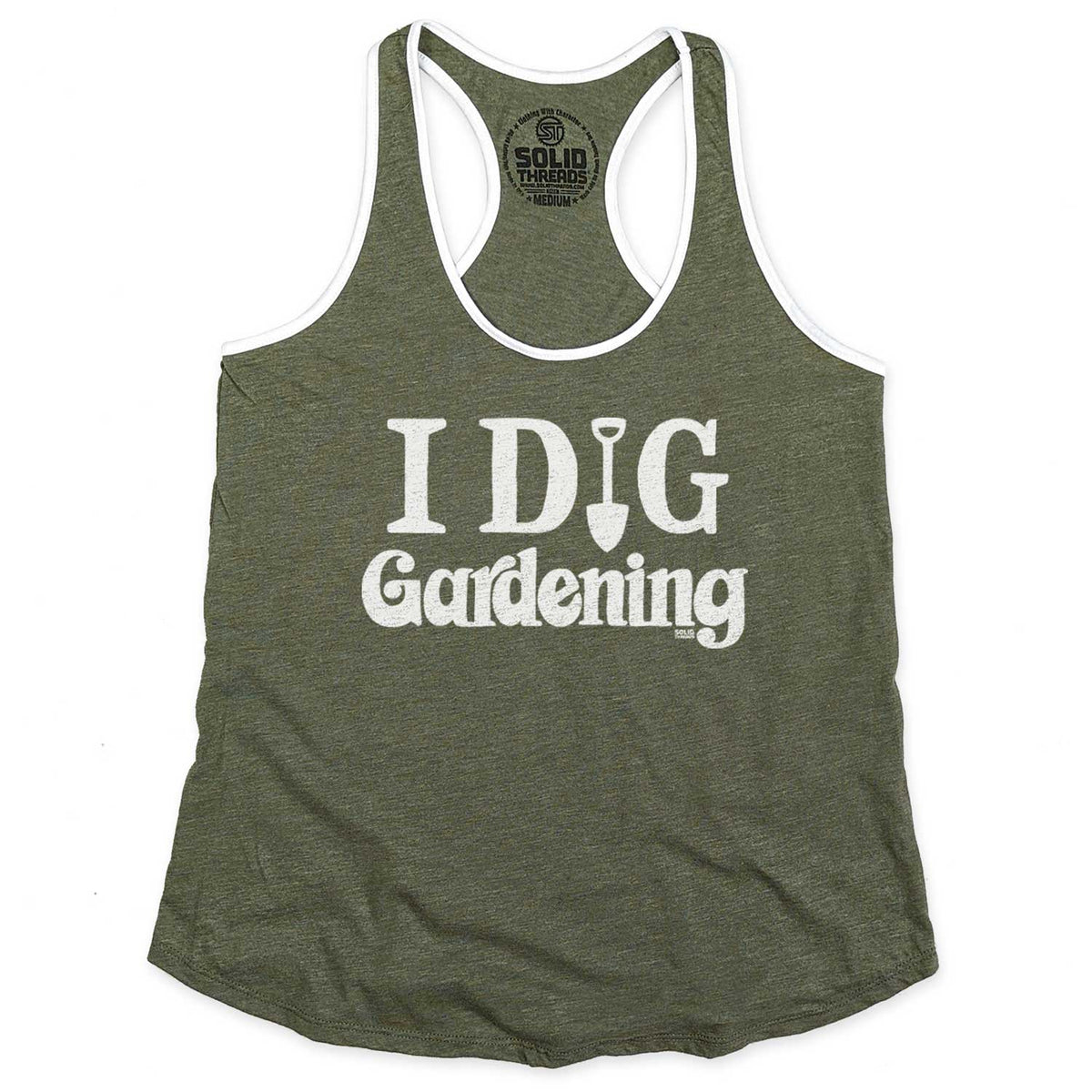 Women&#39;s I Dig Gardening Vintage Graphic Tank Top | Funny Gardening T-shirt | Solid Threads