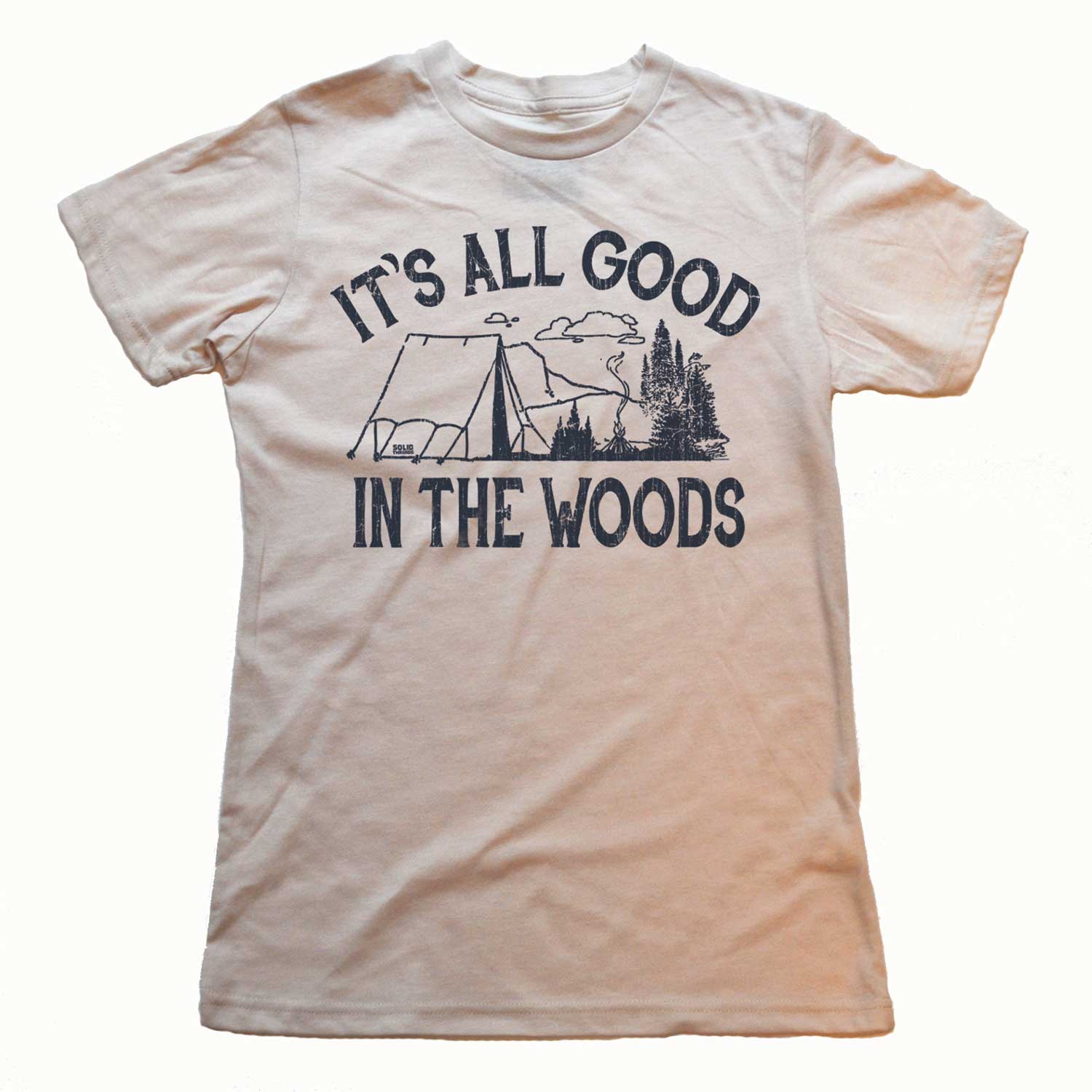 Women's It's All Good In The Woods Vintage Graphic Crop Top | Retro Camping T-shirt | Solid Threads