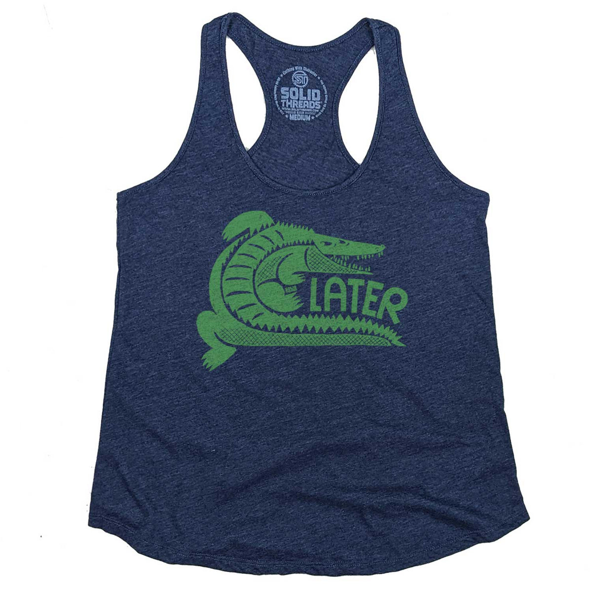 Women&#39;s Later Gator Vintage Graphic Tank Top | Funny Alligator T-shirt | Solid Threads