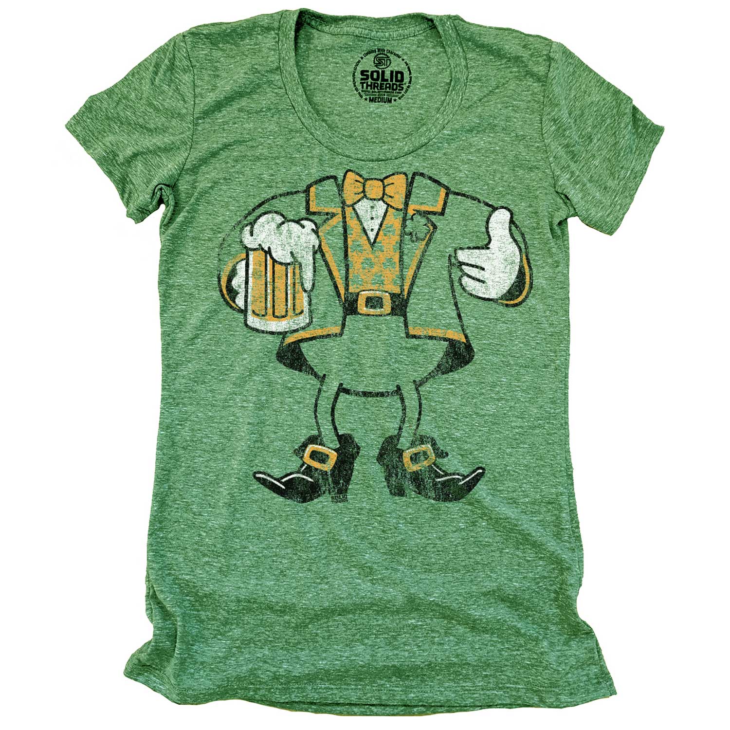 Women's Leprechaun Look A Like Retro Graphic T-Shirt | Funny St Paddy's Triblend Tee | Solid Threads