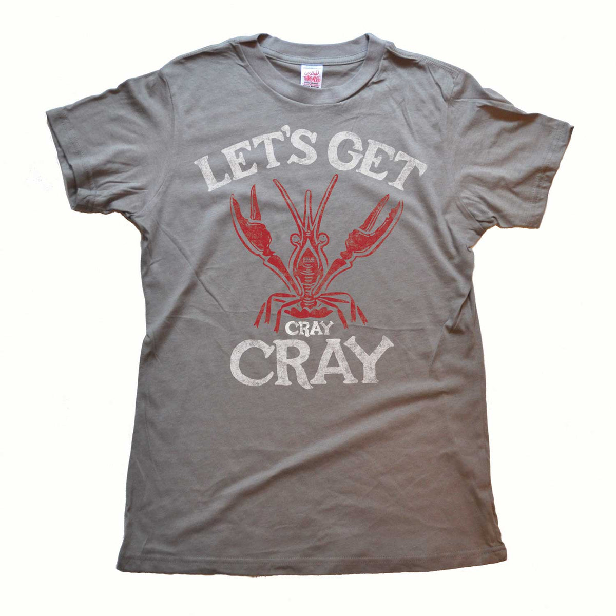 Women&#39;s Let&#39;s Get Cray Cray Vintage Graphic Crop Top | Funny Crawfish T-shirt | Solid Threads
