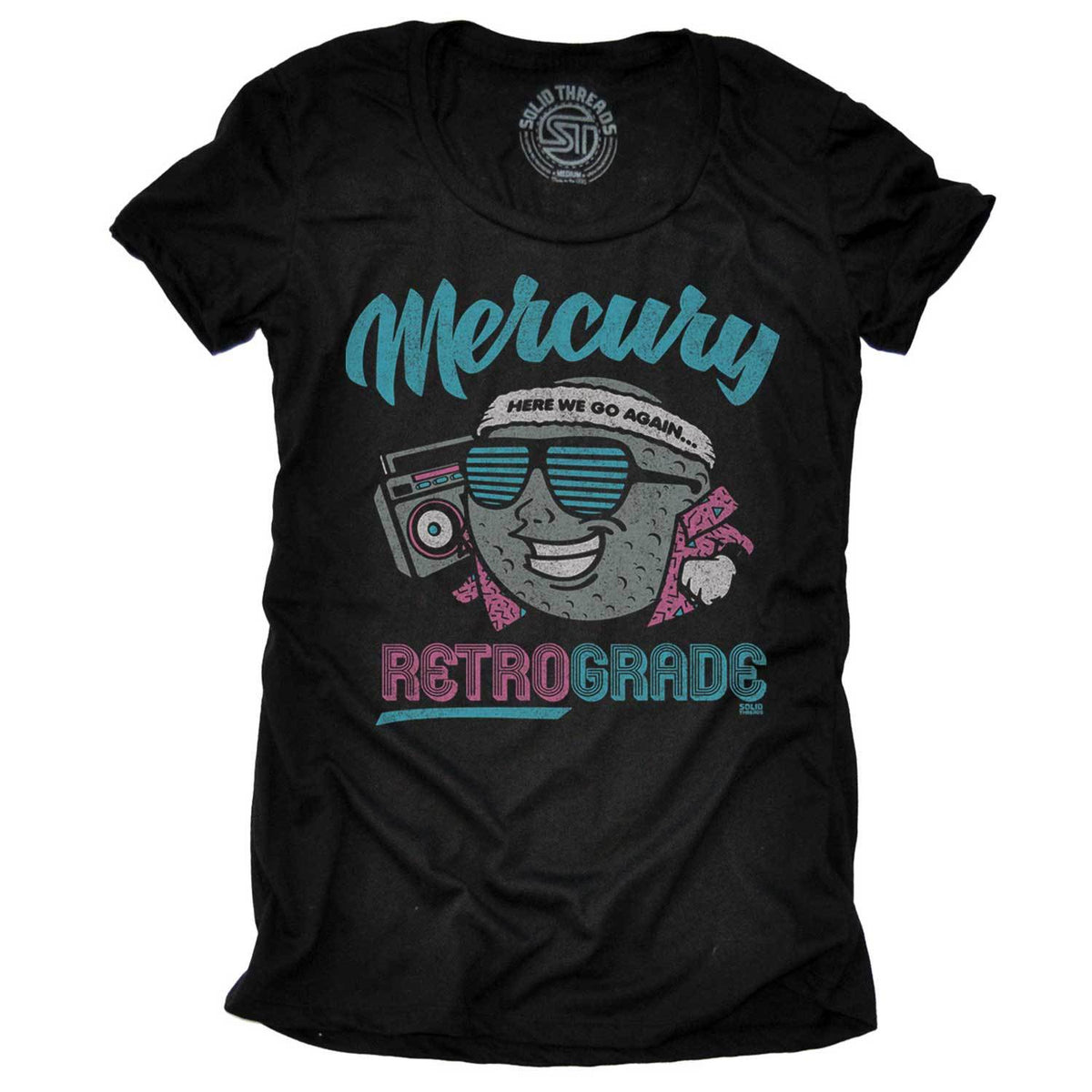 Women&#39;s Mercury Retrograde Vintage 80s Graphic T-Shirt | Funny Astrology Tee | Solid Threads