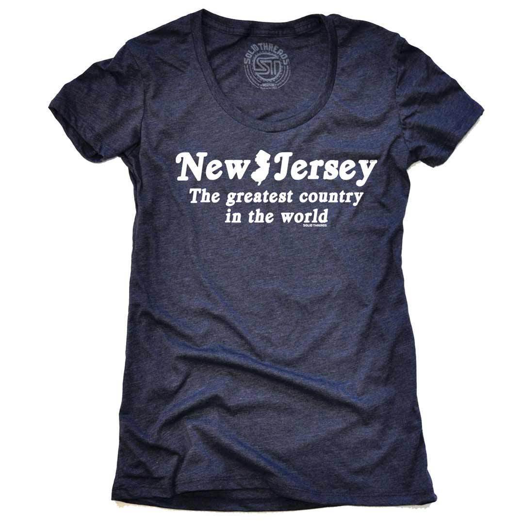 Women's NJ Greatest Country Vintage Graphic T-Shirt | Funny Garden State Navy Tee | Solid Threads