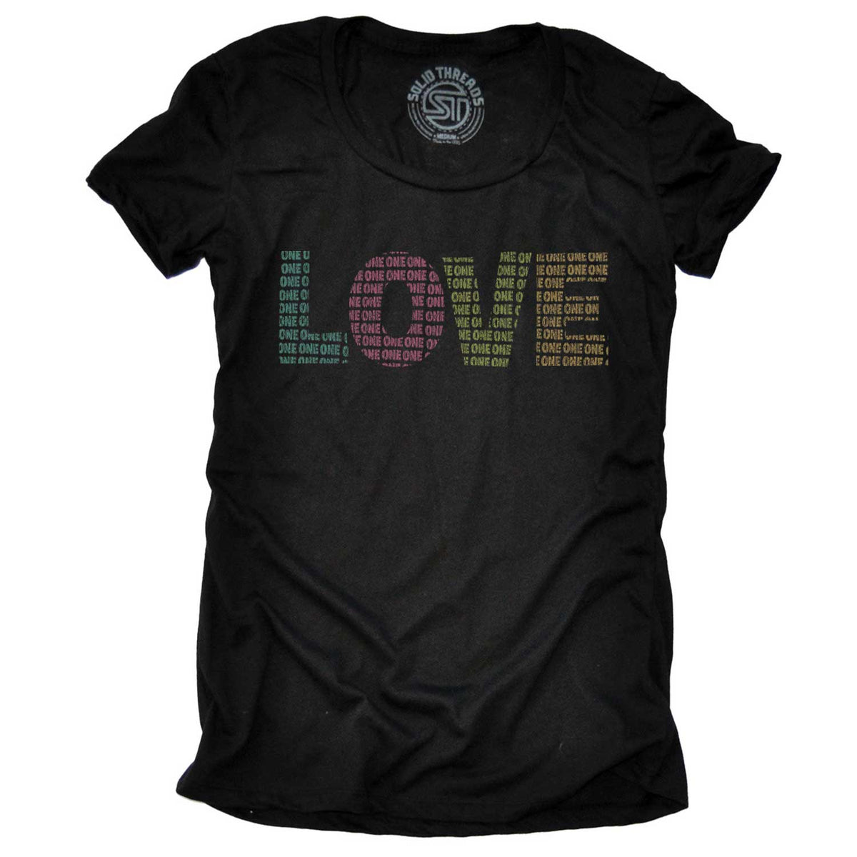 Women&#39;s One Bright Love Cool Rasta Graphic T-Shirt | Vintage Valentines Day Tee | Solid Threads
