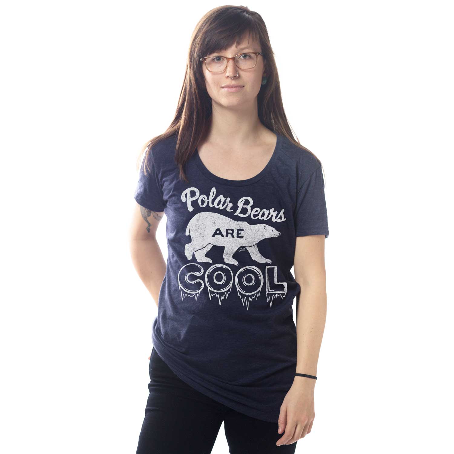 Women's Polar Bears Are Cool Vintage Graphic T-Shirt | Funny Snow Animal Tee | Solid Threads