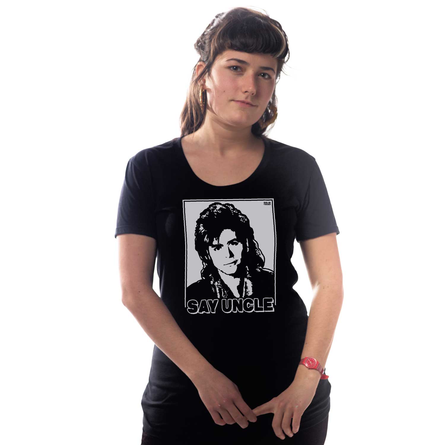 Women's Say Uncle Vintage Graphic Tee | Retro TV T-shirt on Model on Model | Solid Threads