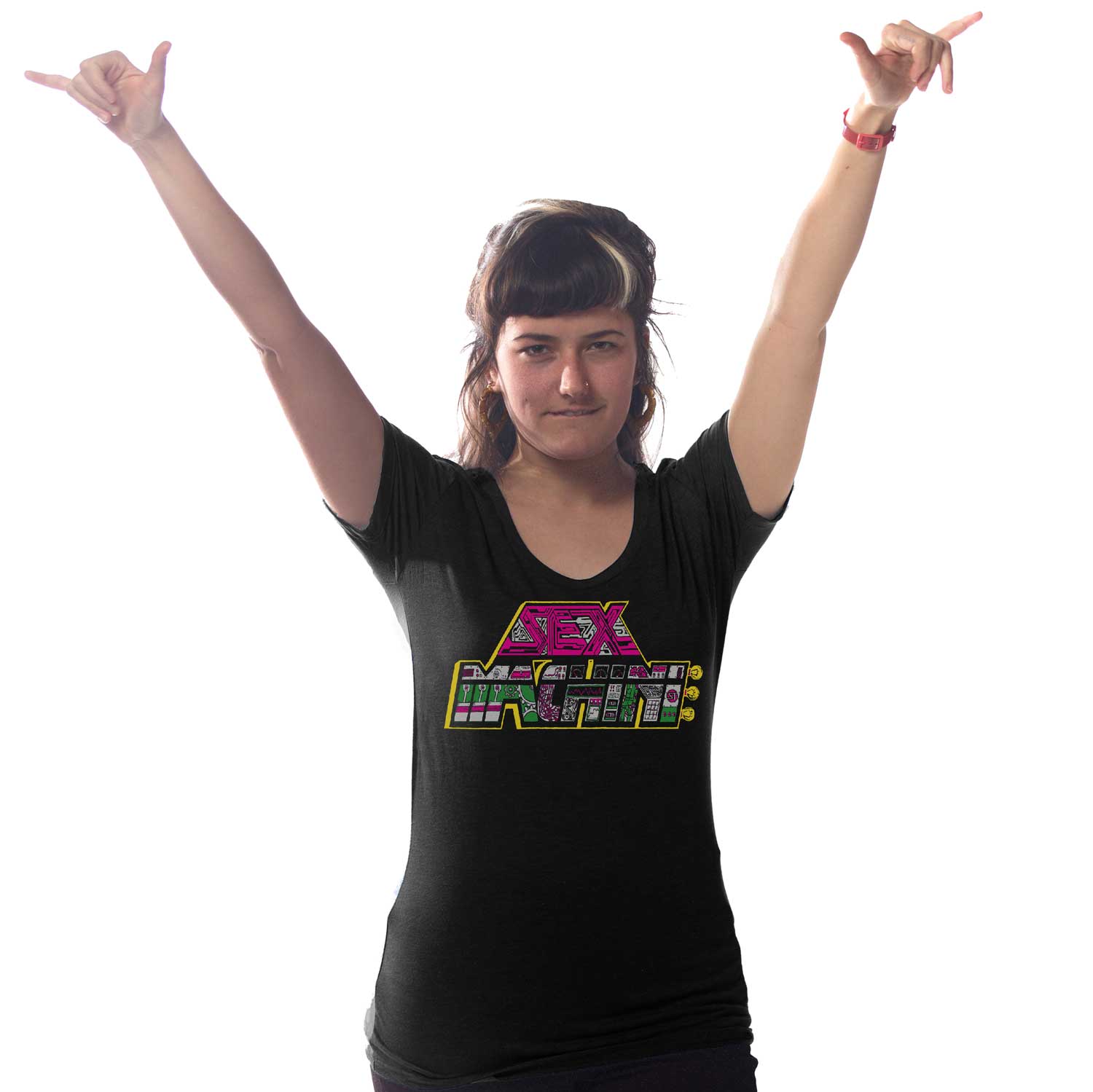 Women's Sex Machine Vintage Graphic Tee | Cool James Brown T-shirt on Model | Solid Threads