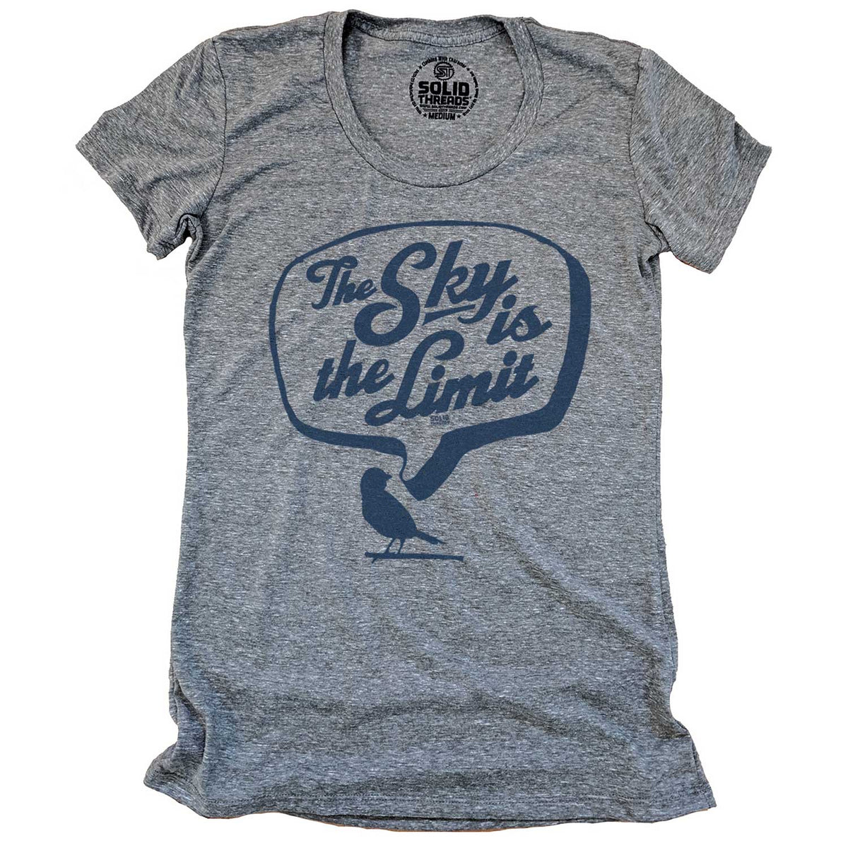 Women&#39;s The Sky Is The Limit Vintage Graphic T-Shirt | Funny Bird Watching Tee | Solid Threads