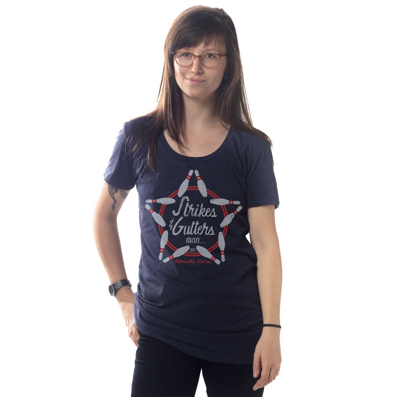 Women's Strikes & Gutters Vintage Movie Graphic T-Shirt | Funny Big Lebowski Tee | Solid Threads