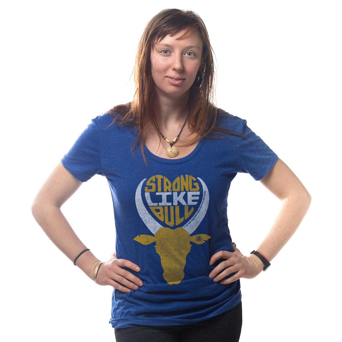 Women's Strong Like Bull Vintage SUDEF Graphic Tee | Funny Animal T-shirt on Model | SOLID THREADS