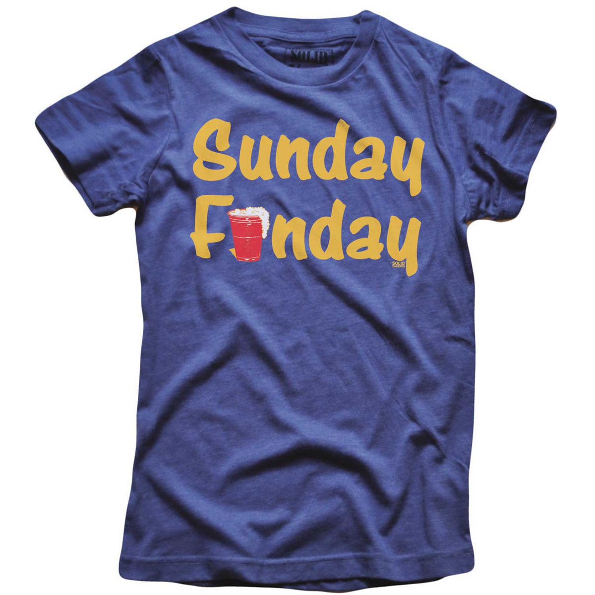 Women&#39;s Sunday Funday Vintage Graphic Crop Top | Funny Drinking T-shirt | Solid Threads