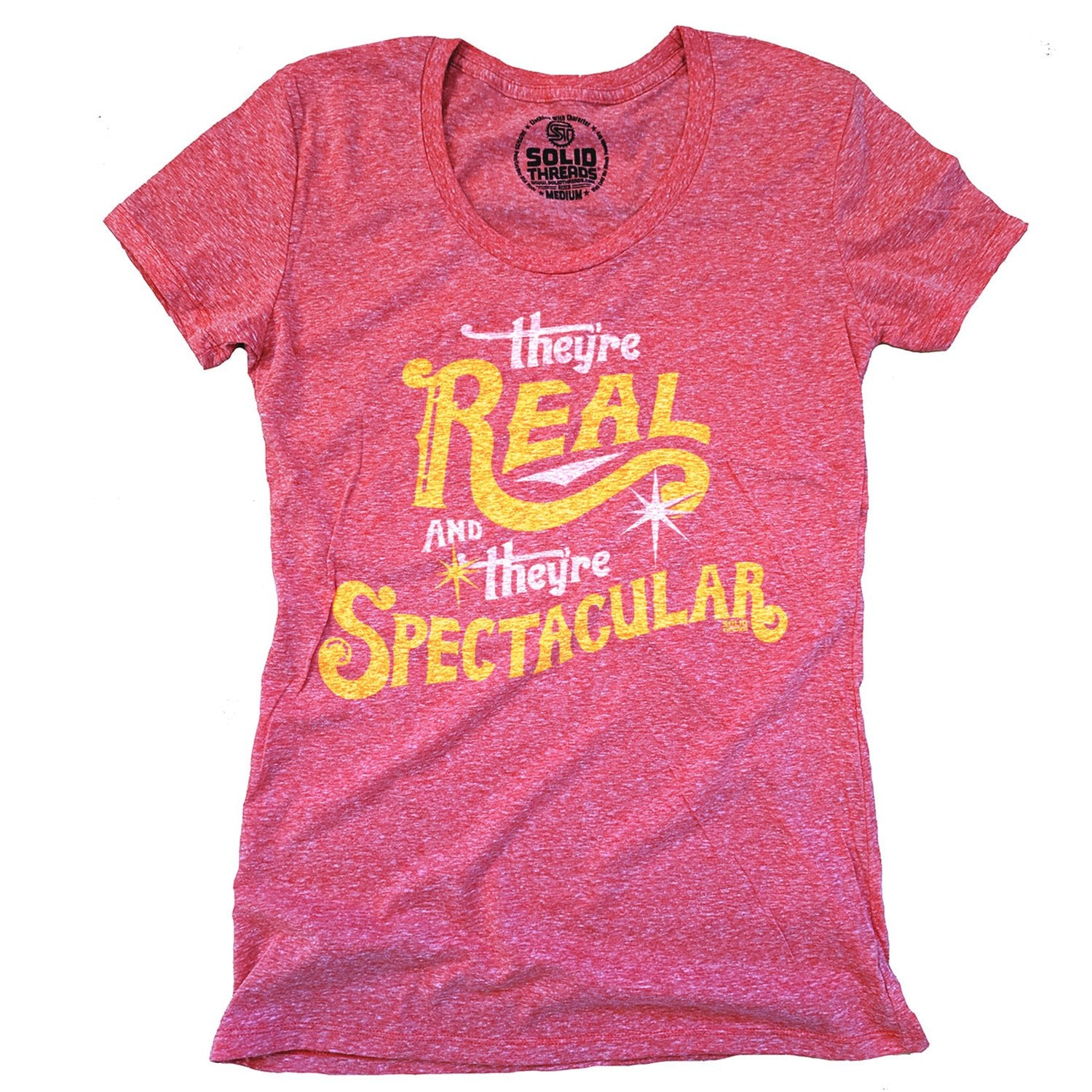 Women's Real and They're Spectacular Retro Graphic Tee | Funny Seinfeld Blue T-Shirt | Solid Threads