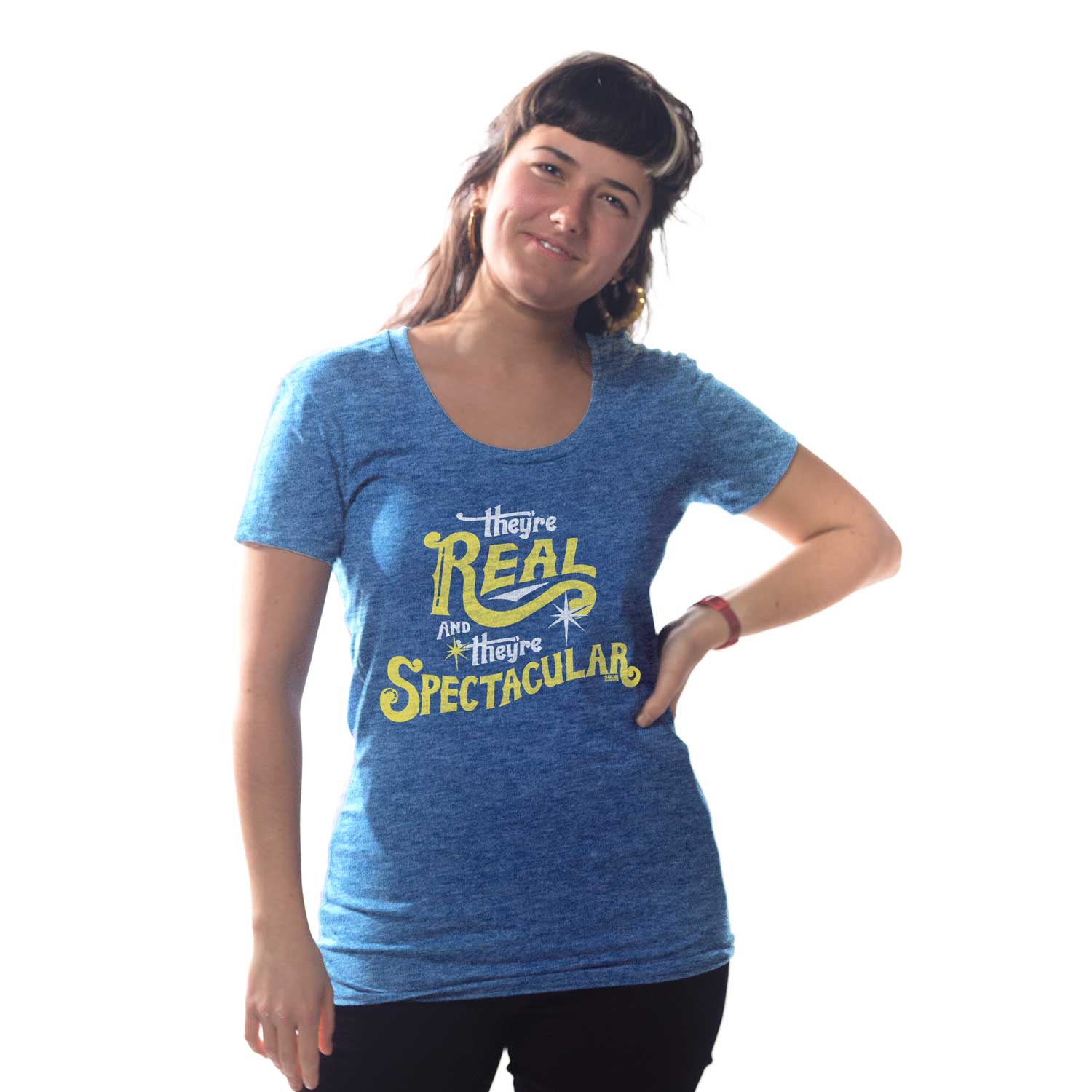 Retro Women's Real and They're Spectacular Funny Seinfield Red Graphic Tee on Model | Solid Threads