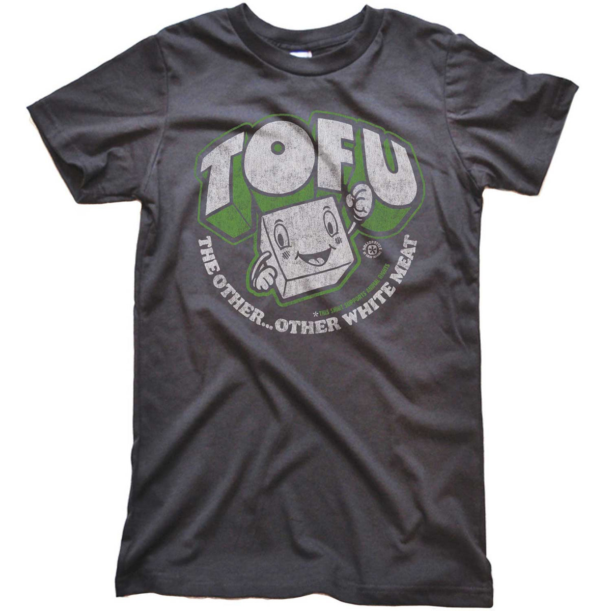 Women&#39;s Tofu, The Other White Meat Vintage Graphic Crop Top | Retro Vegan T-shirt | Solid Threads