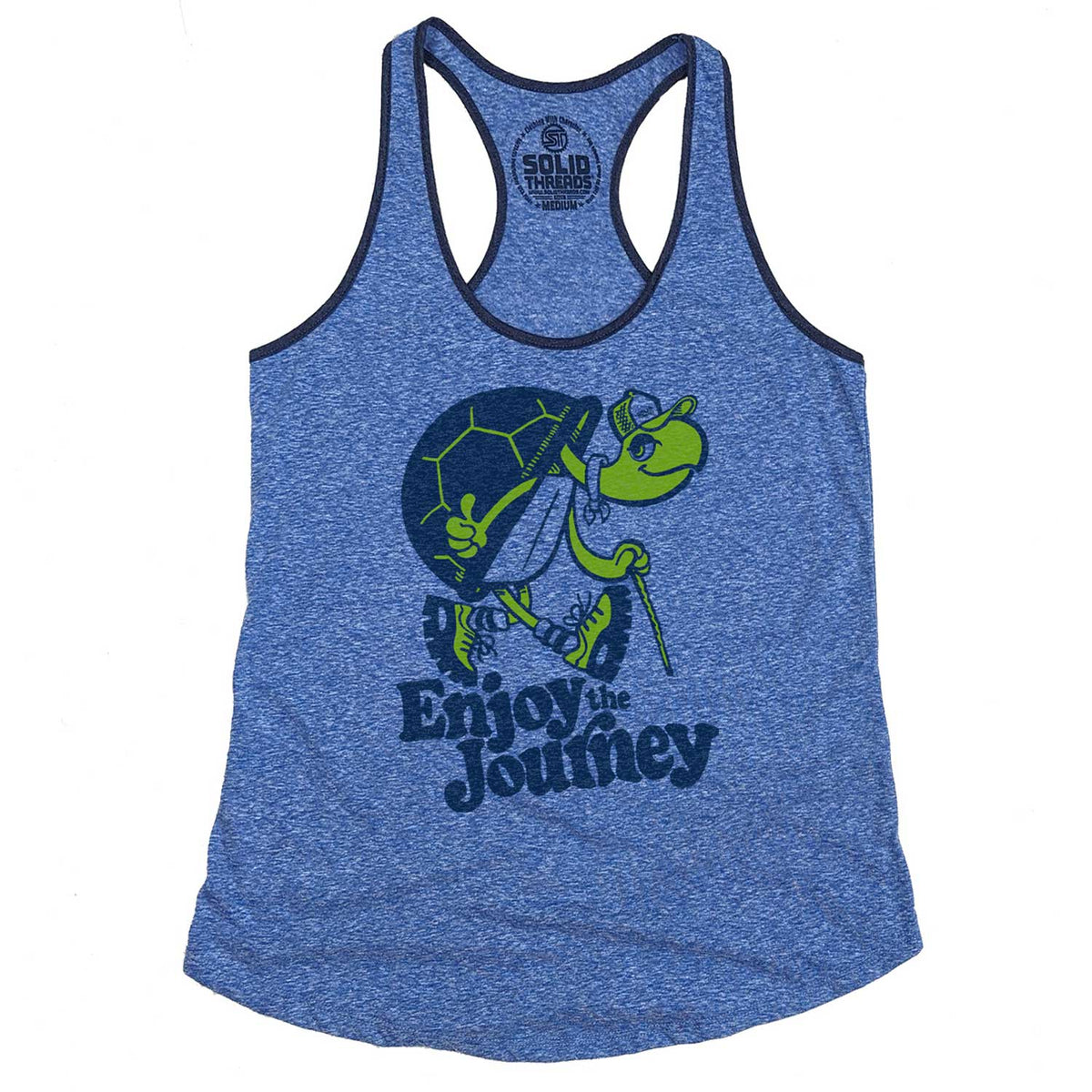 Women&#39;s Turtle Enjoy the Journey Vintage Graphic Tank Top | Funny Turtle T-shirt | Solid Threads