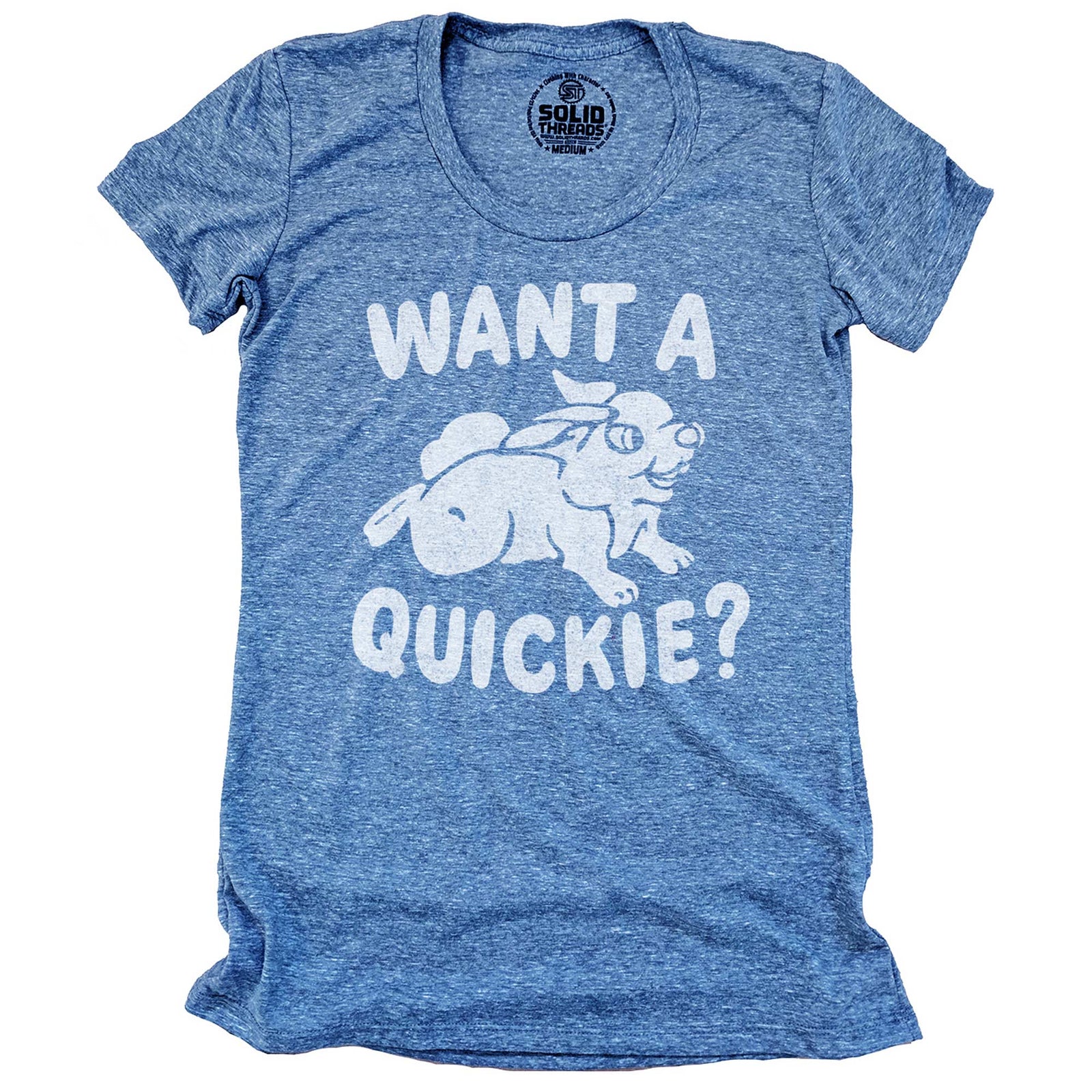 Women's Want A Quickie Vintage Graphic T-Shirt | Funny Playboy Triblend Tee | Solid Threads