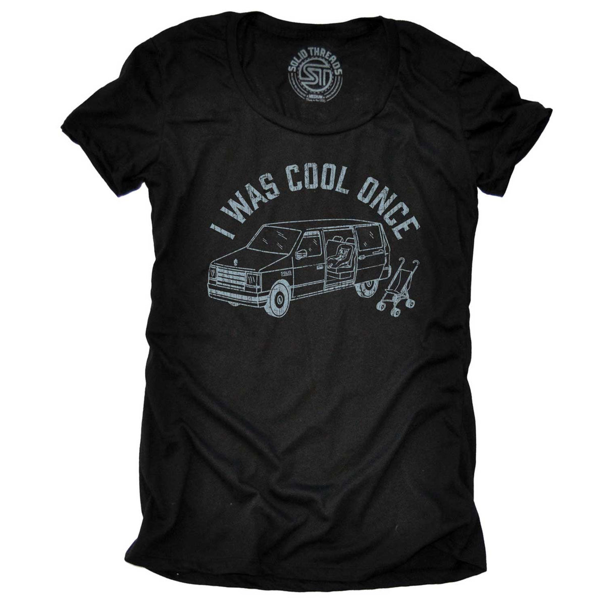 Women&#39;s Was Cool Once Funny Parenthood Graphic Tee | Retro New Mom Mini Van T-shirt | SOLID THREADS