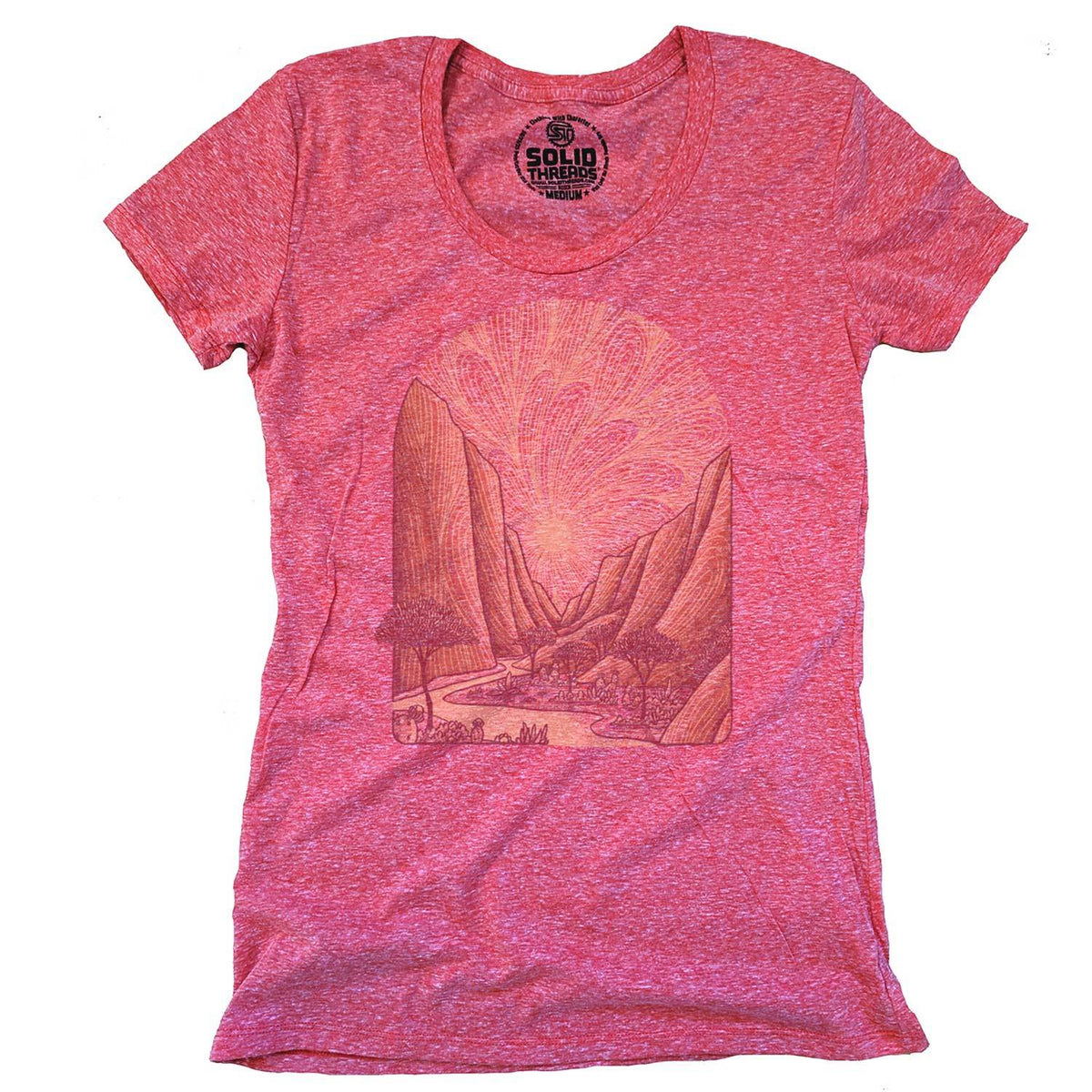 Women&#39;s Zion Canyon National Park Cool Graphic T-Shirt | Vintage Artsy Tee | Solid Threads
