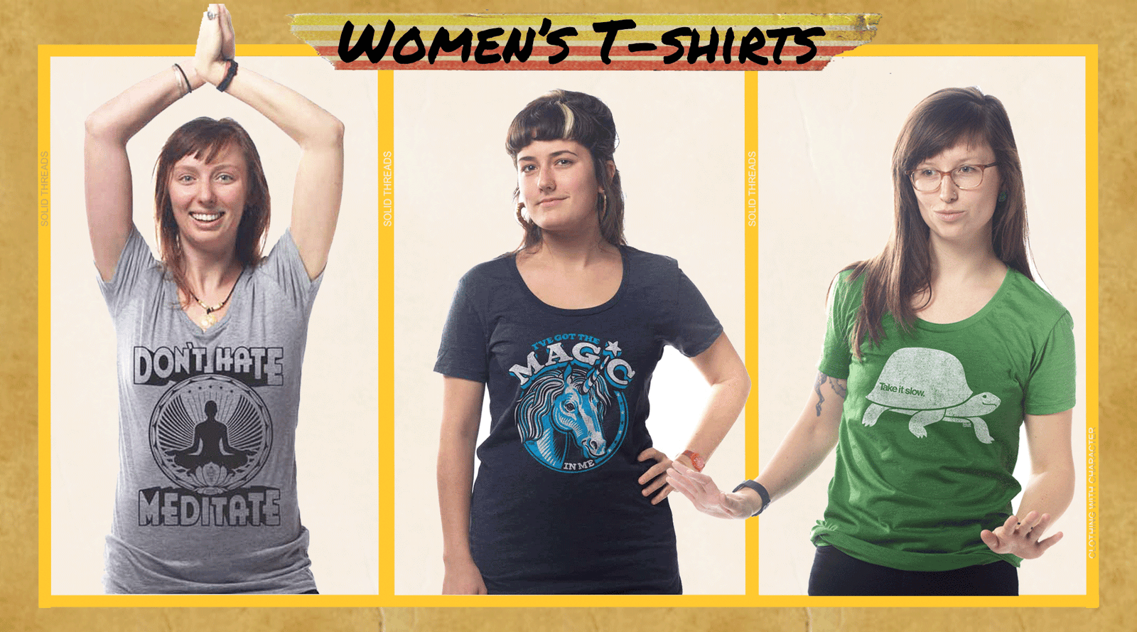 Cool T-shirts for Women  Browse Hundreds of Funny Retro Graphic Tees -  Solid Threads