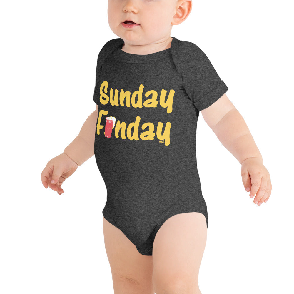 Baby Sunday Funday Cute Weekend Extra Soft One Piece | Cool Drinking Romper On Model | Solid Threads