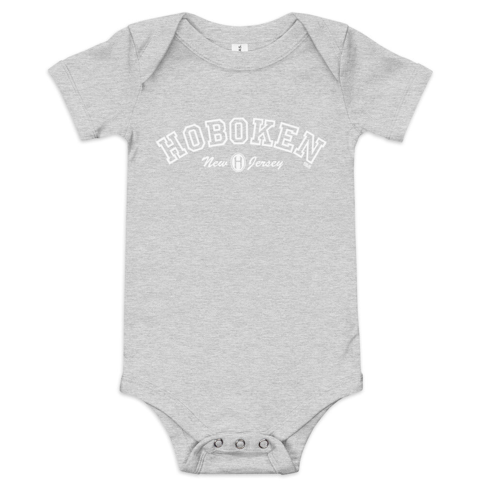 Baby Hoboken Collegiate Cool Extra Soft One Piece | Retro New Jersey Romper | Solid Threads