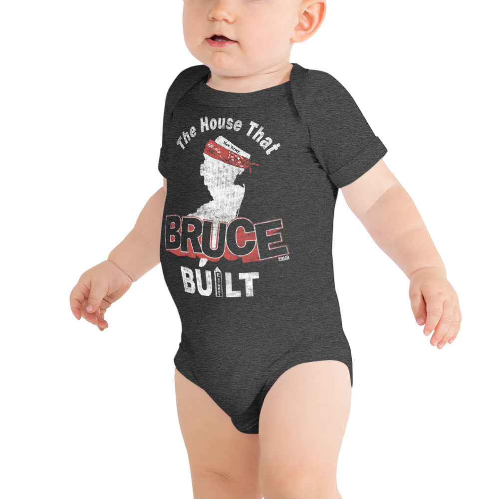 Baby House Bruce Built Retro Extra Soft One Piece | Cool Springsteen Romper On Model | Solid Threads