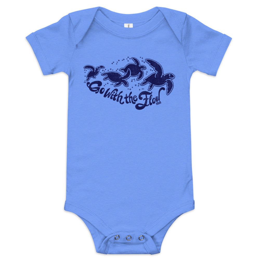 Baby Go With The Flow Retro Extra Soft One Piece | Cool Sea Turtle Romper | Solid Threads