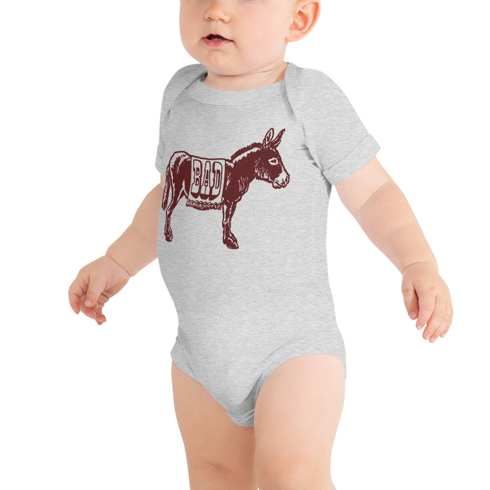 Baby Bad Ass Funny Hot Shot Extra Soft One Piece | Cool Donkey Pun Romper | Solid Threads