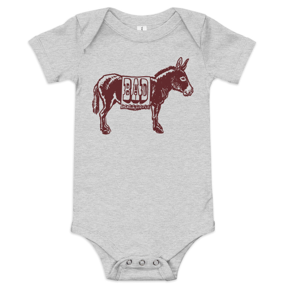Baby Bad Ass Funny Hot Shot Extra Soft One Piece | Cool Donkey Pun Romper | Solid Threads