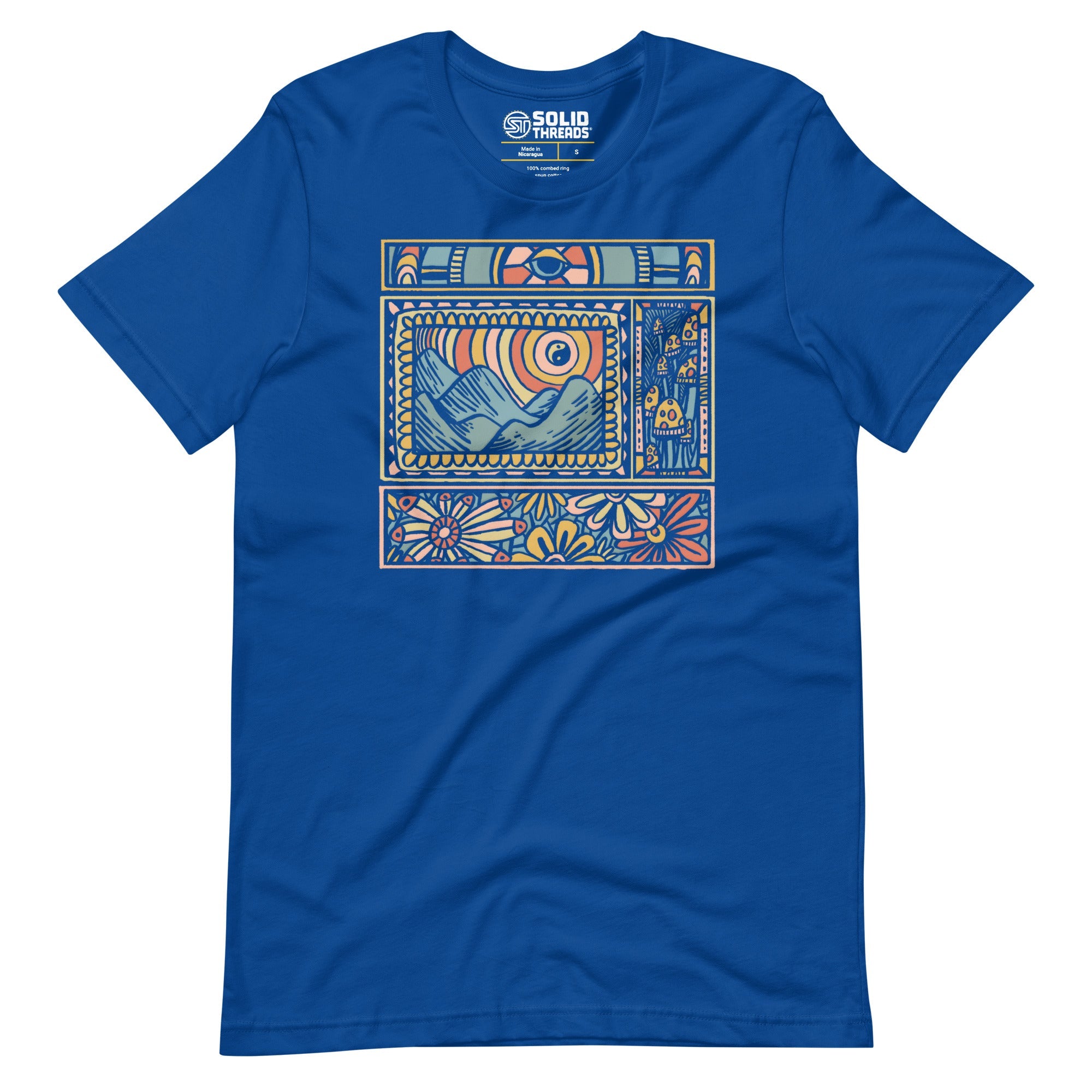 Men's Trippy Nature Design By Dylan Fant Cool Soft Style T-Shirt | Vintage Artsy Mountains Tee | Solid Threads