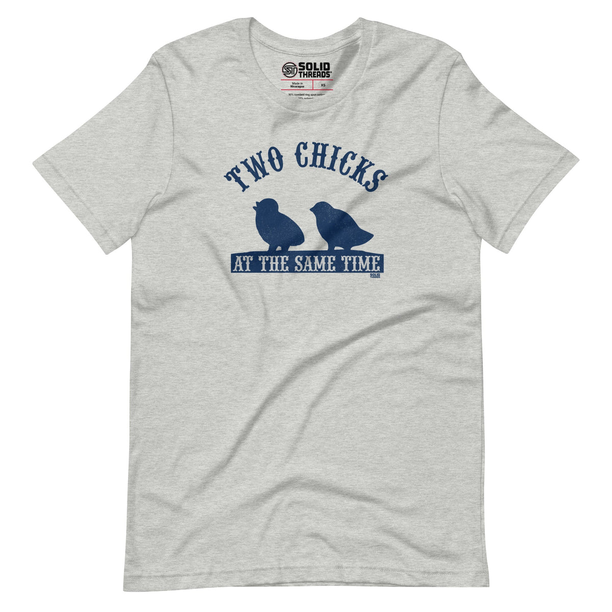 Men&#39;s Two Chicks At The Same Time Vintage Soft Style T-Shirt | Funny Playboy Tee | Solid Threads