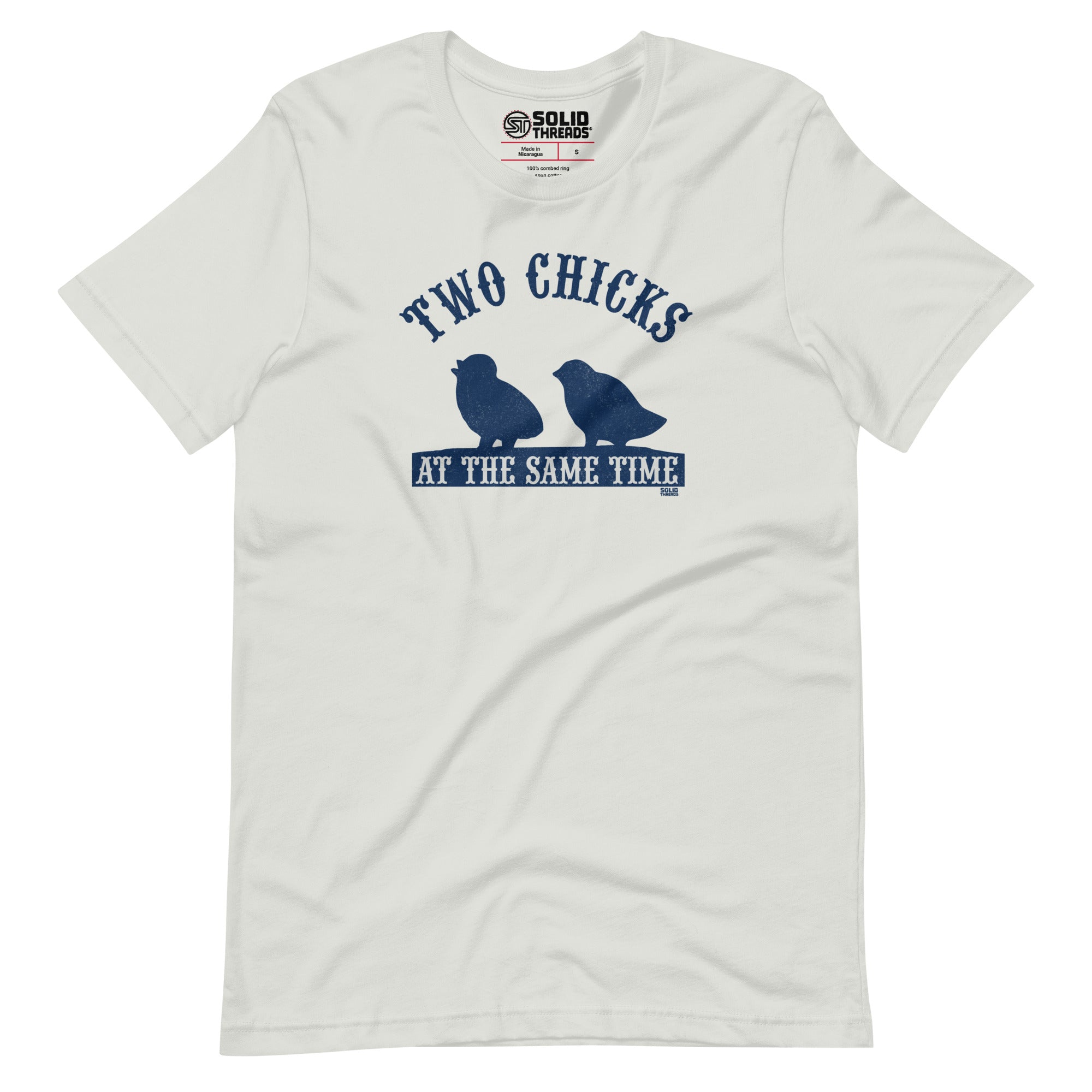 Men's Two Chicks At The Same Time Vintage Soft Style T-Shirt | Funny Playboy Tee | Solid Threads