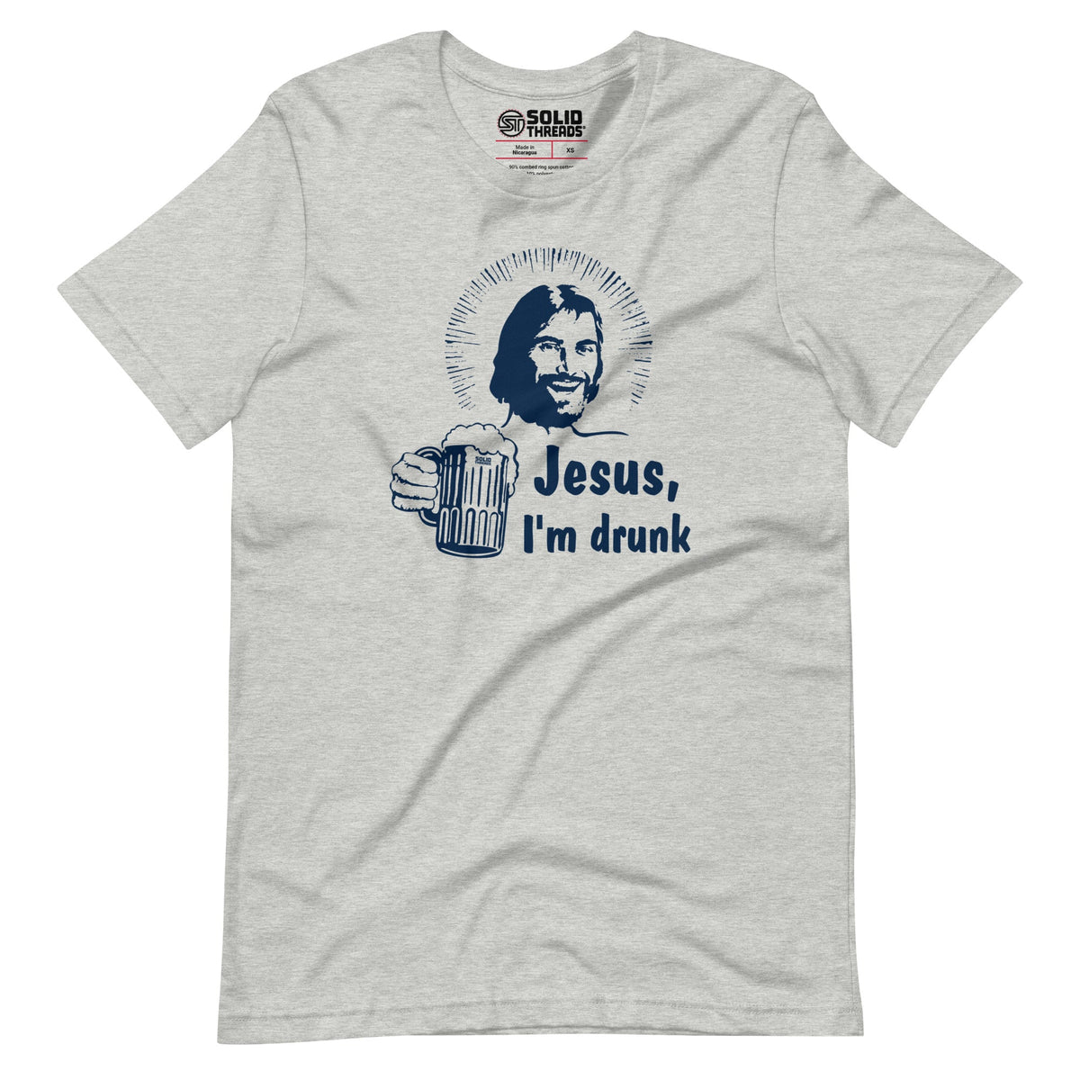 Men&#39;s Jesus Im Drunk Funny Soft Style T-Shirt | Vintage Drinking Tee | Solid Threads