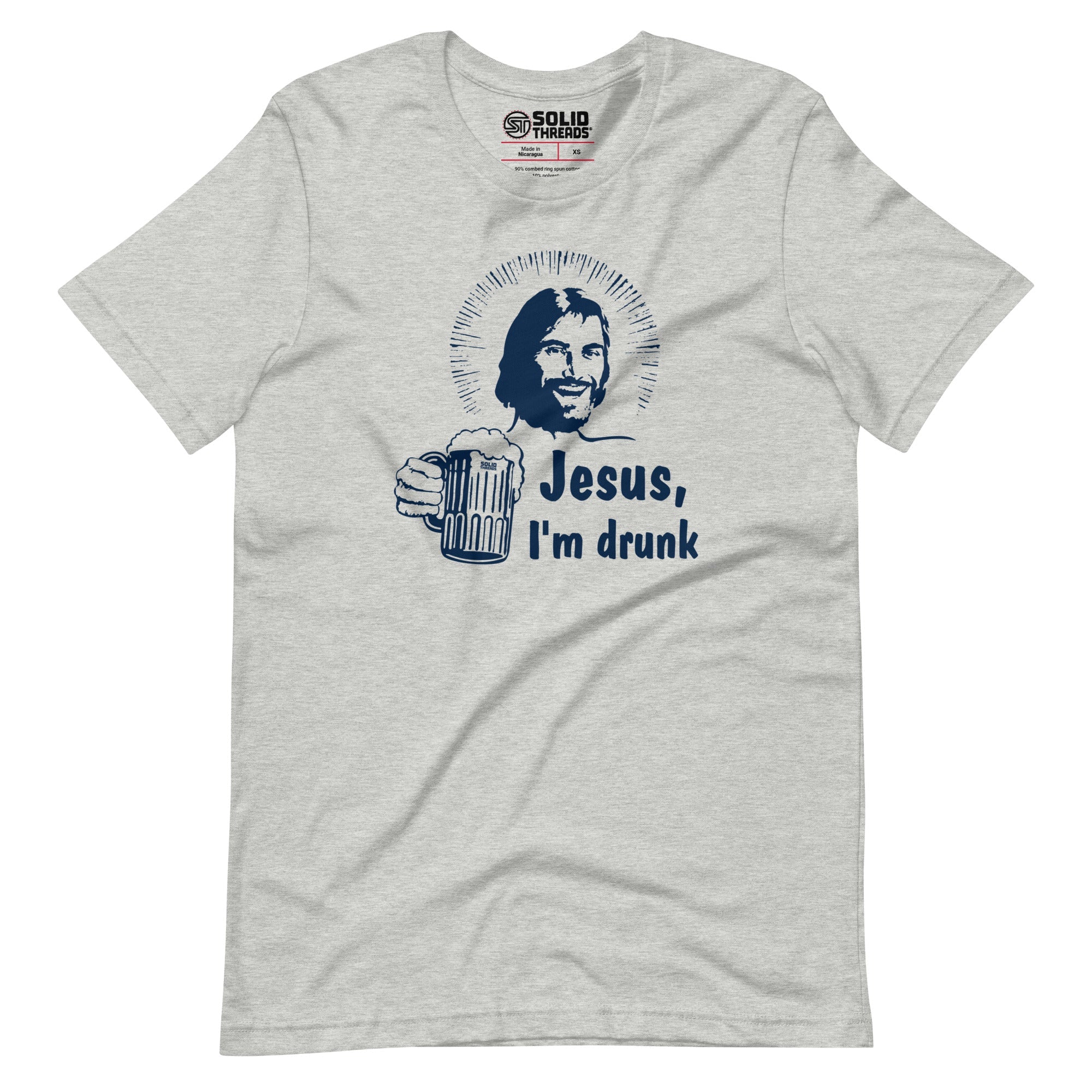 Men's Jesus Im Drunk Funny Soft Style T-Shirt | Vintage Drinking Tee | Solid Threads