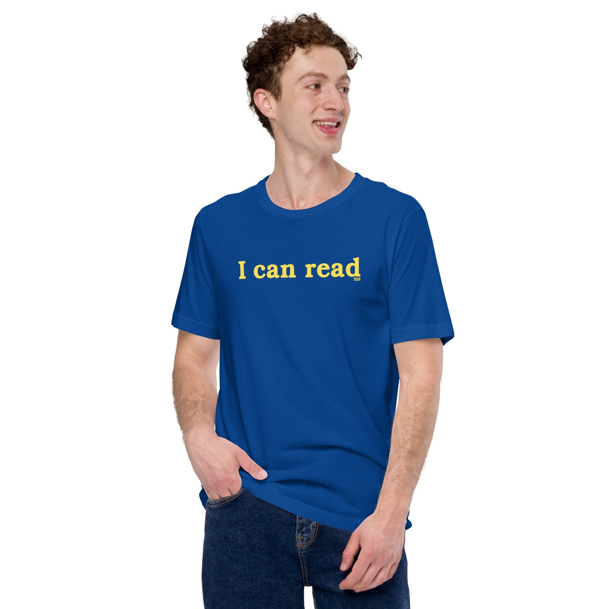 Men's I Can Read Funny Soft Style T-Shirt | Vintage Bookworm Tee | Solid Threads