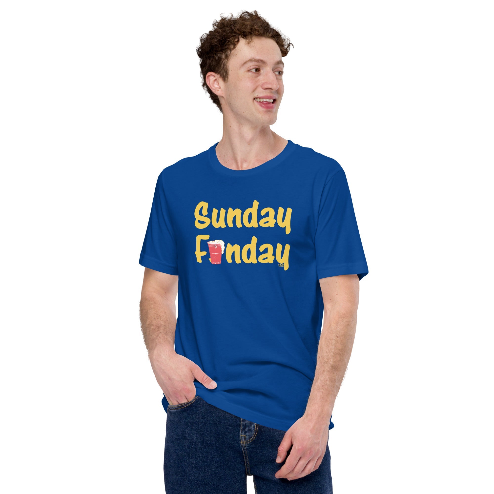 Men's Sunday Funday Vintage Soft Style T-Shirt | Funny Drinking Tee | Solid Threads