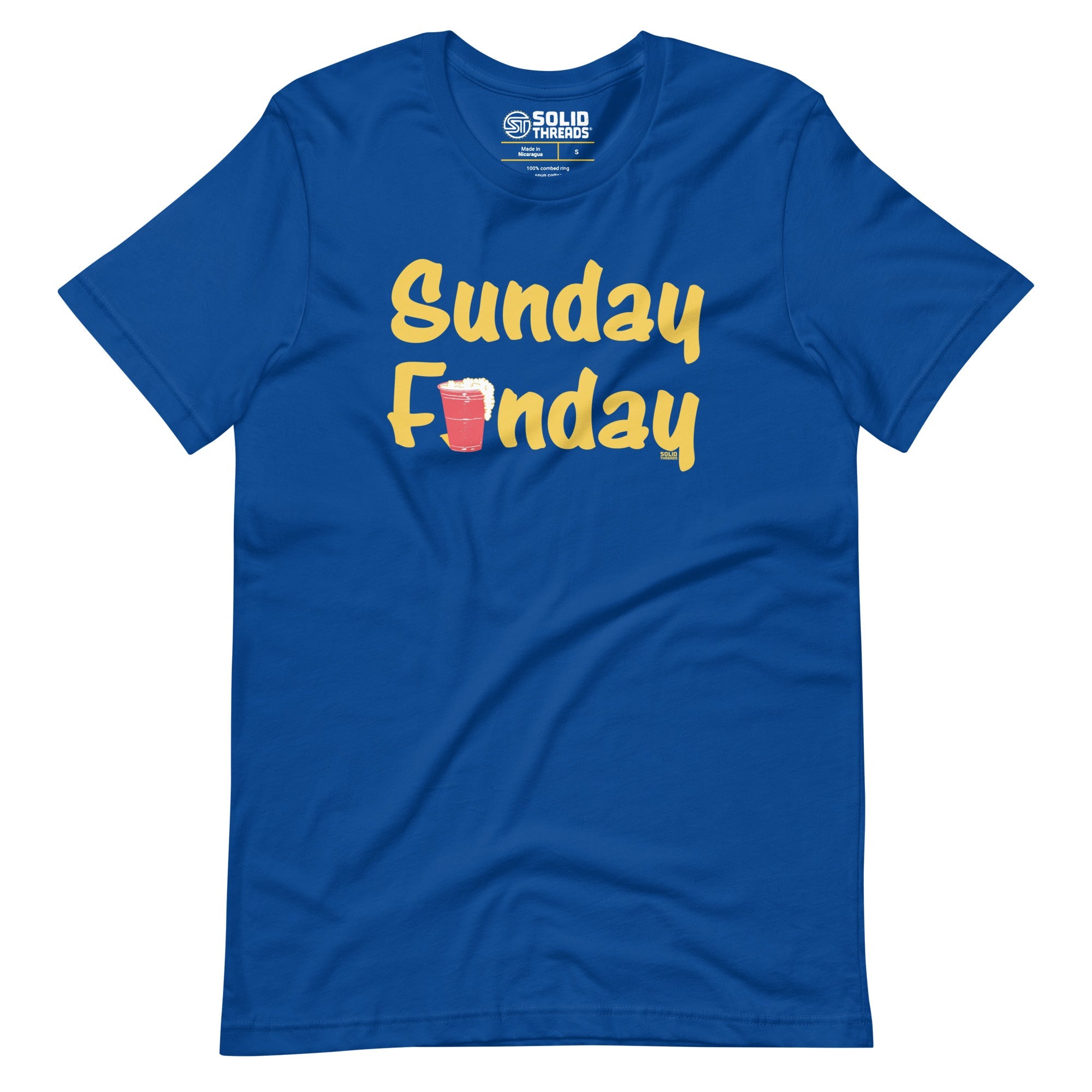 Men's Sunday Funday Vintage Soft Style T-Shirt | Funny Drinking Tee | Solid Threads