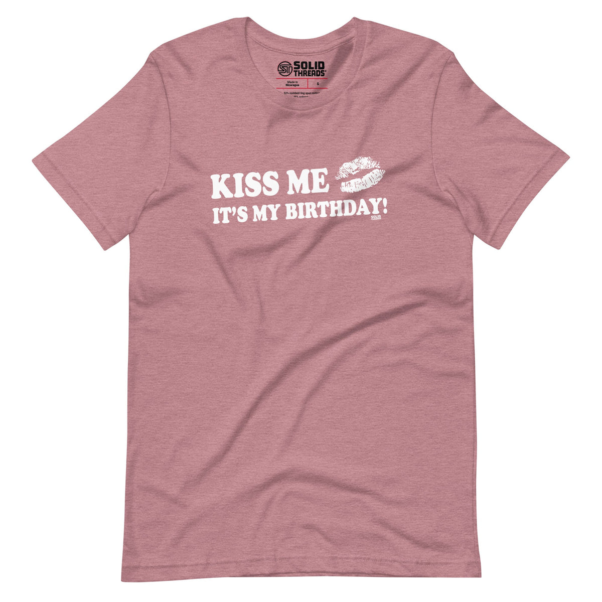 Men&#39;s Kiss Me It&#39;s My Birthday Vintage Inspired T-shirt | Cool Retro Funny Celebration Soft Style Tee | Solid Threads