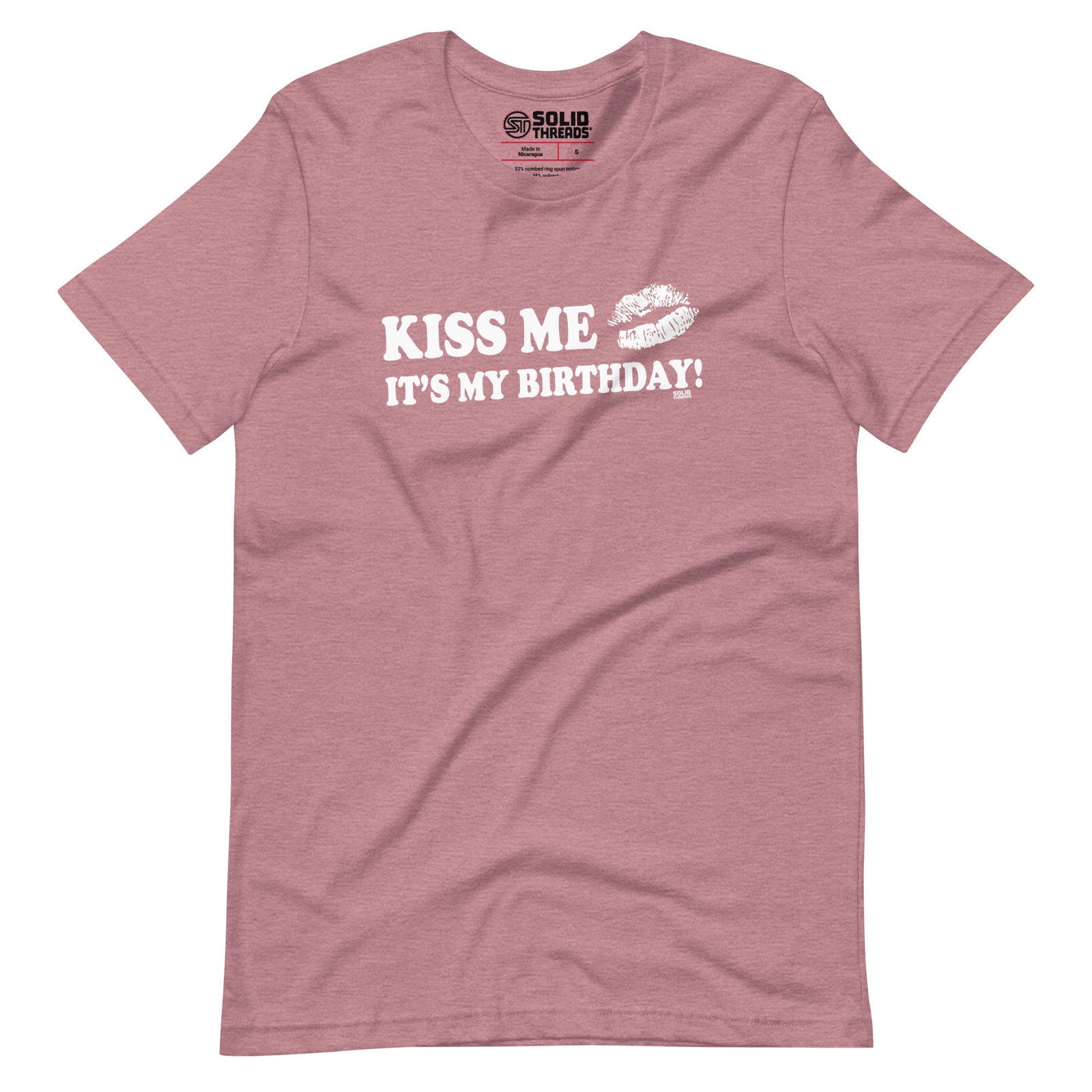 Men's Kiss Me It's My Birthday Vintage Inspired T-shirt | Cool Retro Funny Celebration Soft Style Tee | Solid Threads