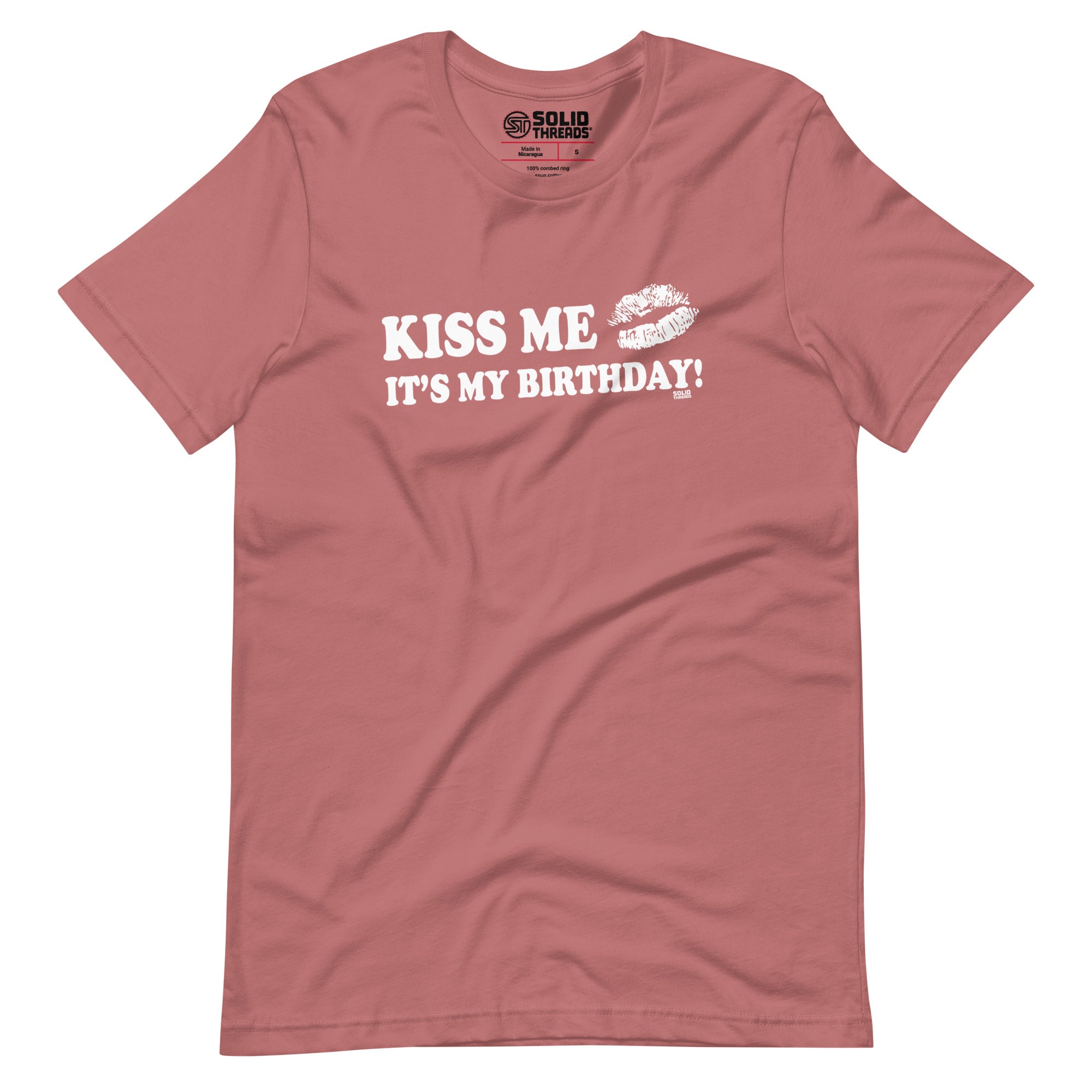 Men's Kiss Me It's My Birthday Vintage Inspired T-shirt | Cool Retro Funny Celebration Soft Style Tee | Solid Threads