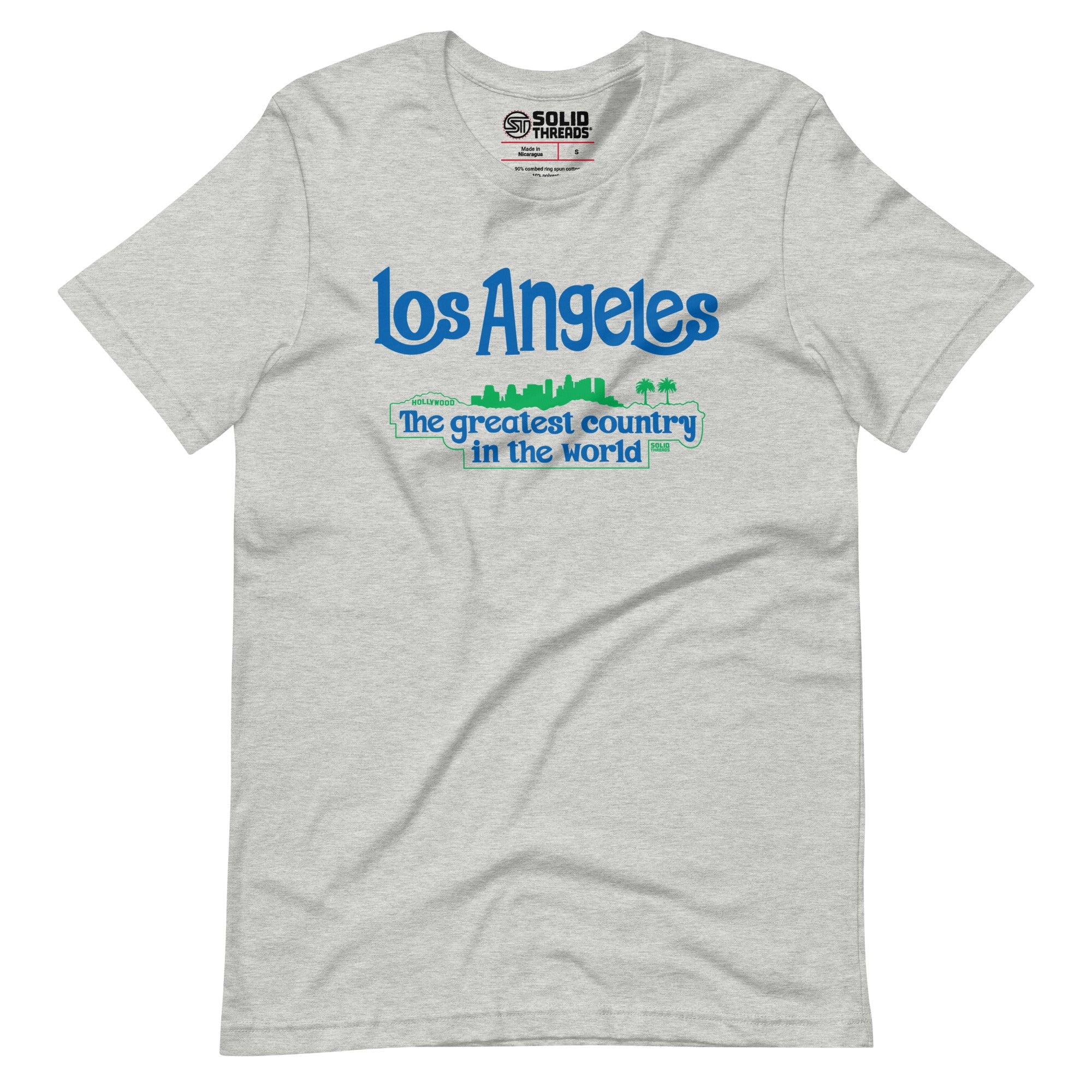 Men's Los Angeles The Greatest Country In The World Vintage Soft Style T-Shirt | Funny California Tee | Solid Threads